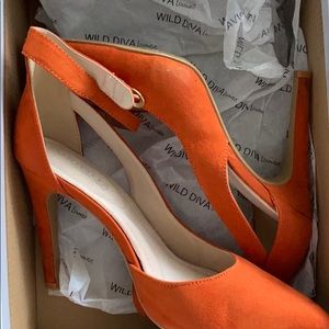 Orange suede heels